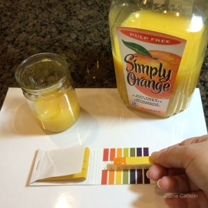 orange juice pH test